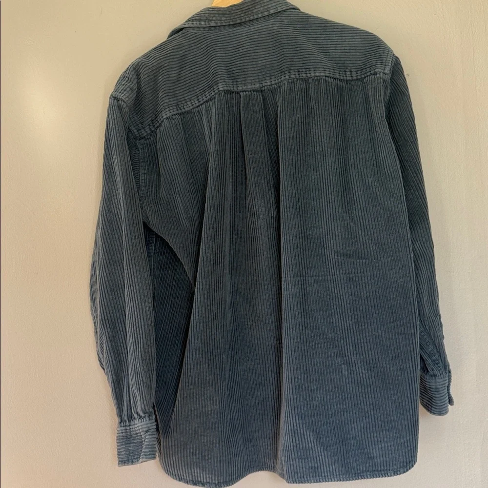 Men's Corduroy Button-Up Shirt Jacket - light navy medium
